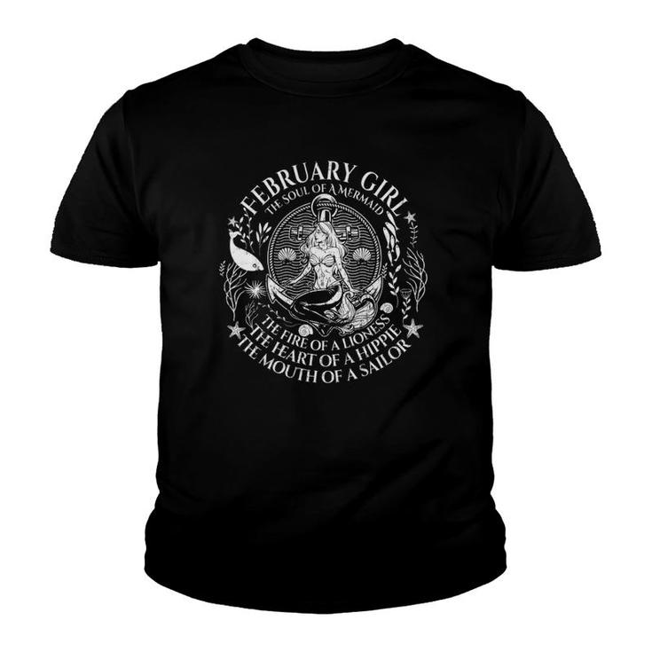 February Woman The Soul Of A Mermaid Birthday Gift Youth T-shirt