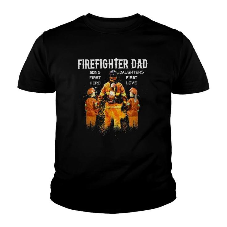 Firefighter Dad Son's First Hero Daughter's First Love Youth T-shirt