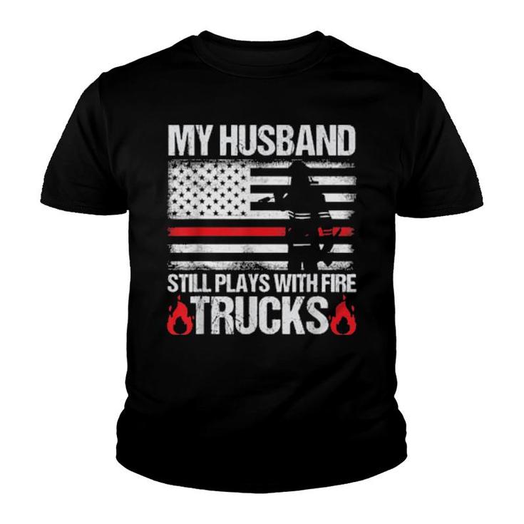 Firefighter's Wife Quote Proud Fireman Usa Flag Design  Youth T-shirt