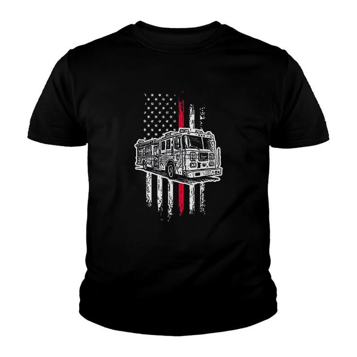Fireman American Flag Us Firefighter Youth T-shirt