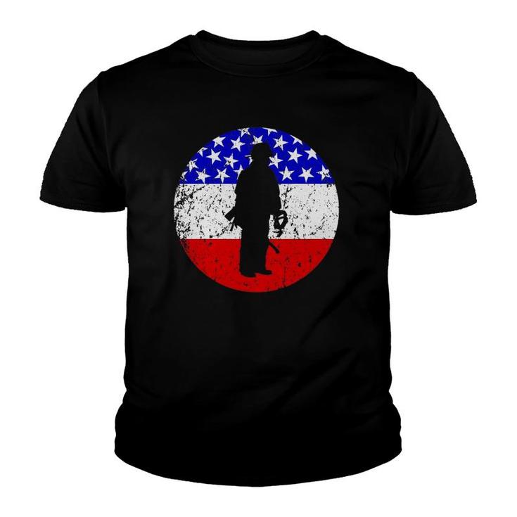 Fireman Retro Style Firefighter American Flag Youth T-shirt