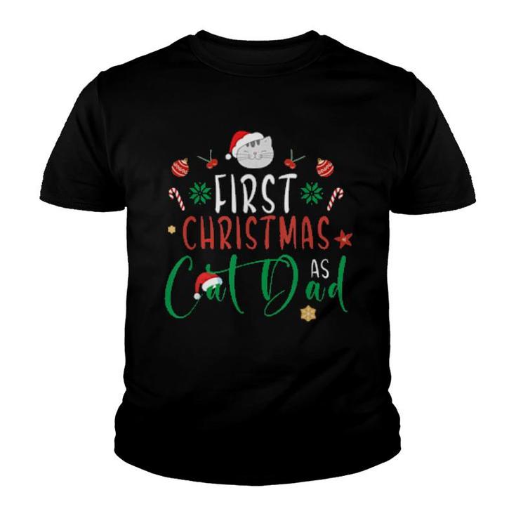 First Christmas As Cat Dad Pj's For Xmas Cat Owner  Youth T-shirt