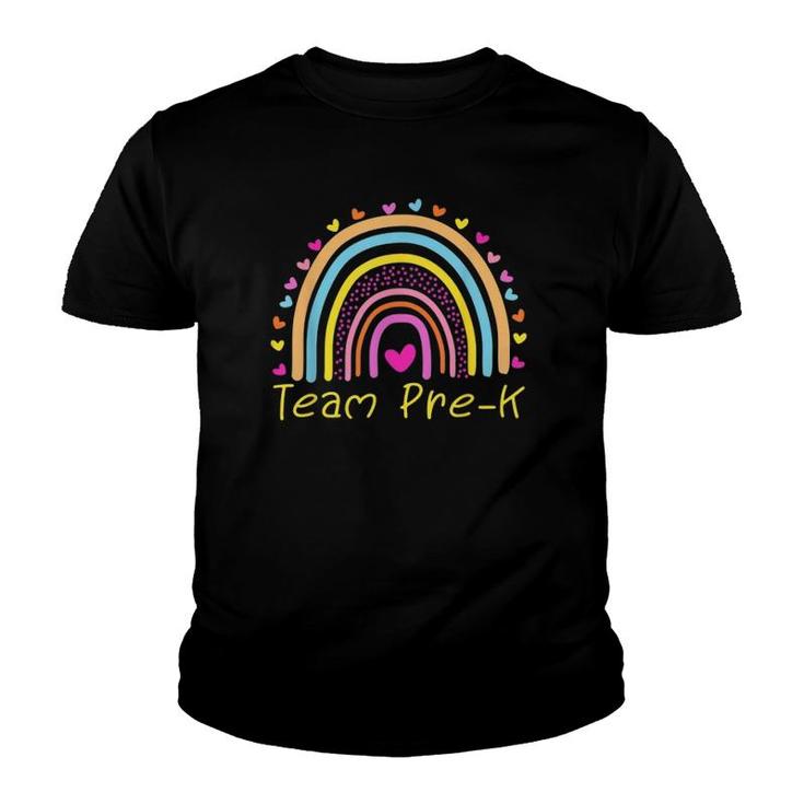 First Day Of Team Pre K Squad Teacher Rainbow Youth T-shirt