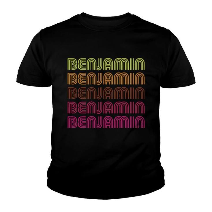 First Name Benjamin Funky Retro Vintage Disco Design  Youth T-shirt