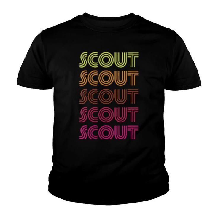 First Name Scout Funky Retro Vintage Disco Design  Youth T-shirt