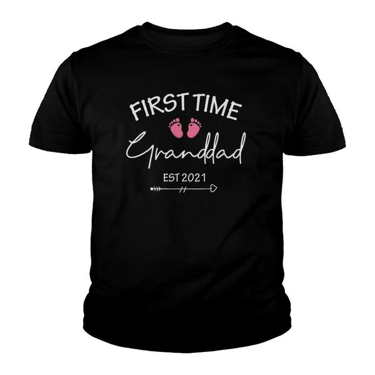 First Time Granddad Est 2021 Matching Family Christmas Youth T-shirt