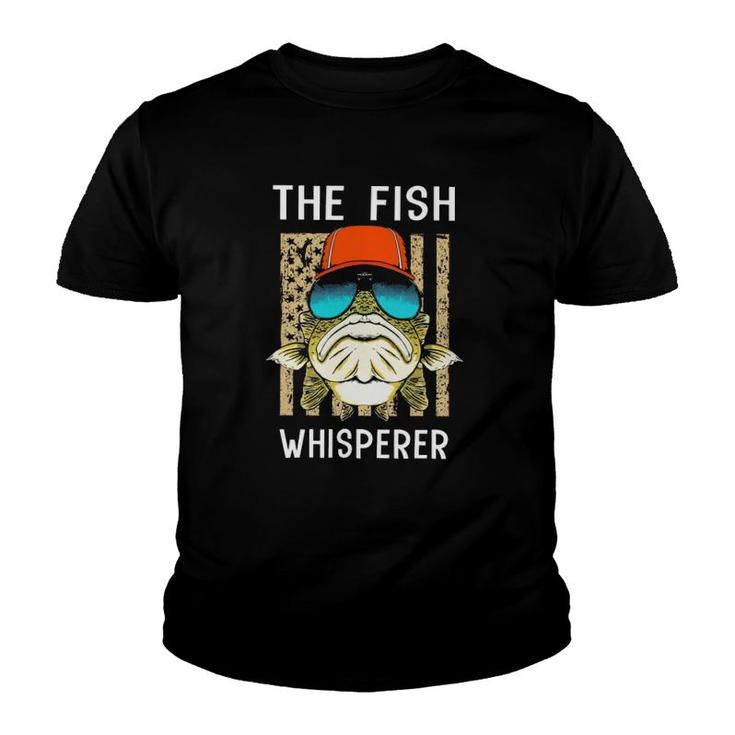 Fishing Fisherman  The Fish Whisperer American Flag Youth T-shirt