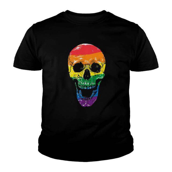 Flag Skull Halloween Gay Pride Month Lgbt Youth T-shirt