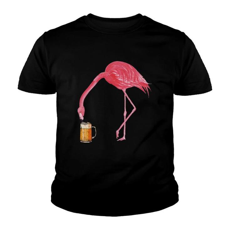 Flamingo Drinking Beer Youth T-shirt