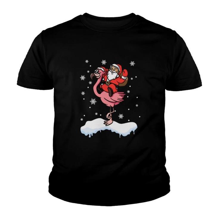 Flamingo Santa Youth T-shirt