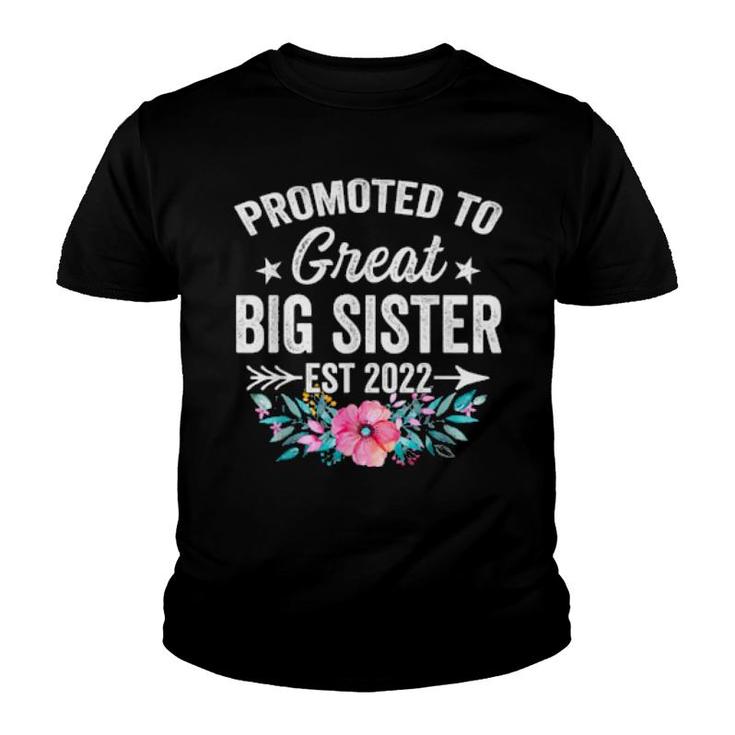 Floral Promoted To Great Big Sister 2022 Mothers Day Sister  Youth T-shirt