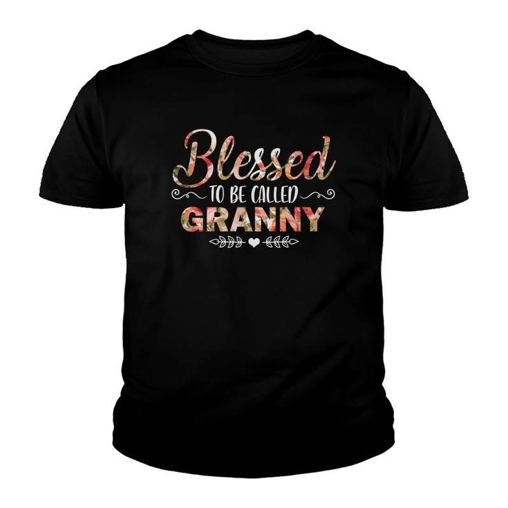 Flower Blessed To Be Called Granny Black Youth T-shirt