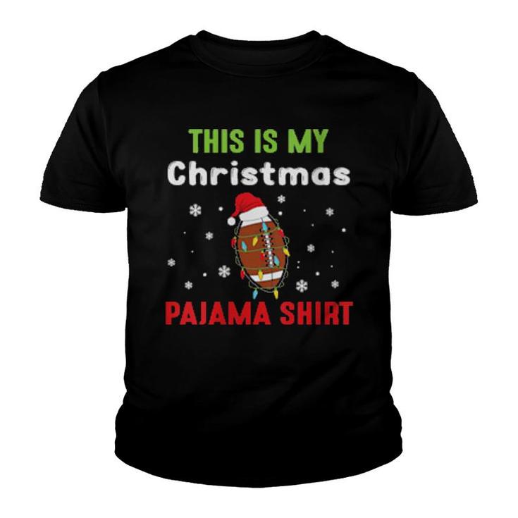Football Christmas Lights Santa Hat Xmas Sports Youth T-shirt