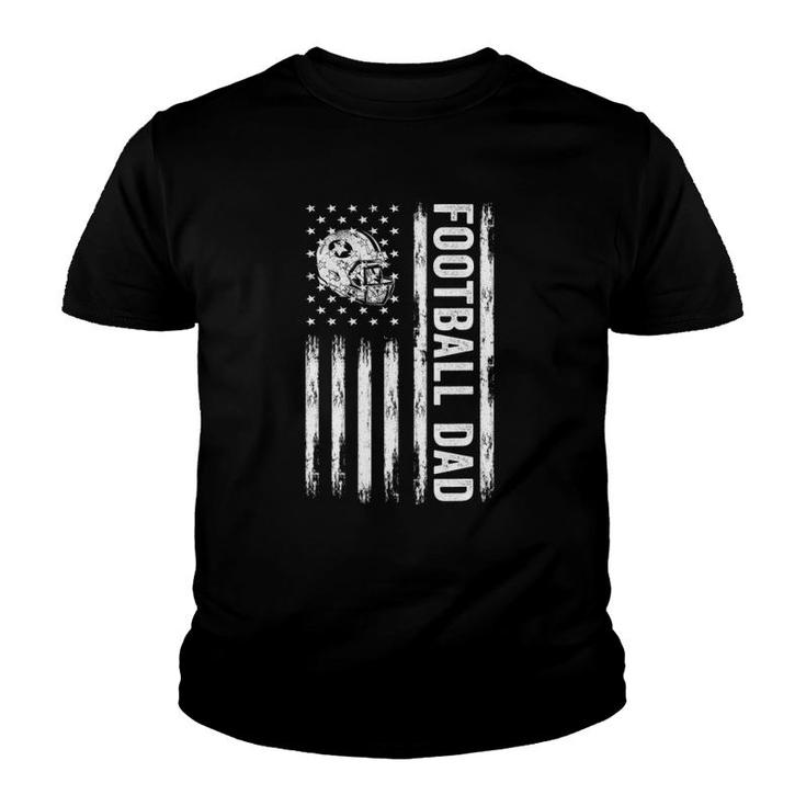 Football Dad American Flag Proud Dad Of Ballers Father's Day Youth T-shirt