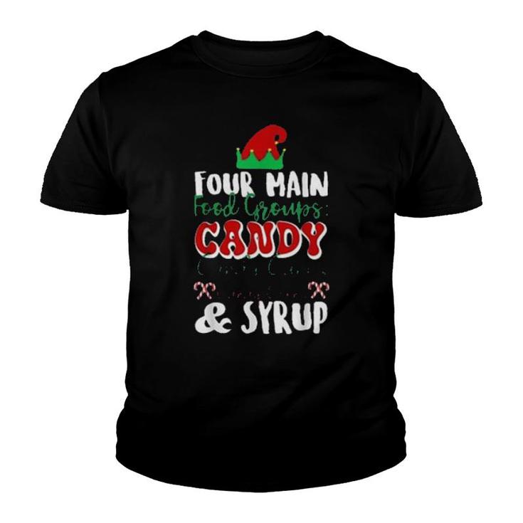 Four Main Food Groups Elf Buddy Christmas Pajama Xmas Tee  Youth T-shirt