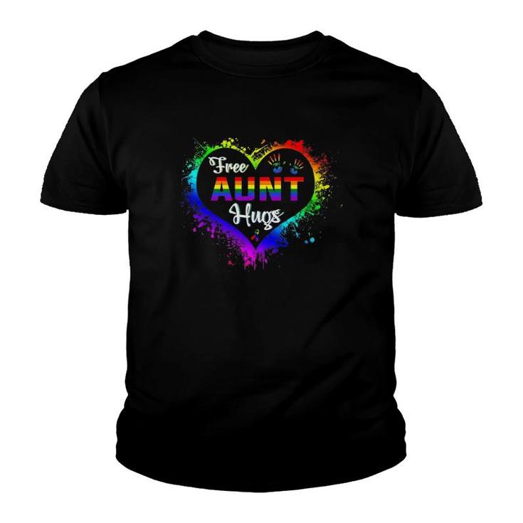 Free Aunt Hugs Lbgt Heart Rainbow Gay Pride Month Gift Youth T-shirt