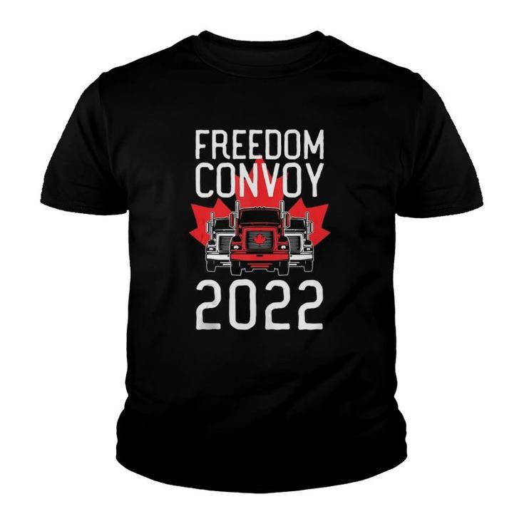 Freedom Convoy 2022 For Canadian Truckers Mandate Support  Youth T-shirt