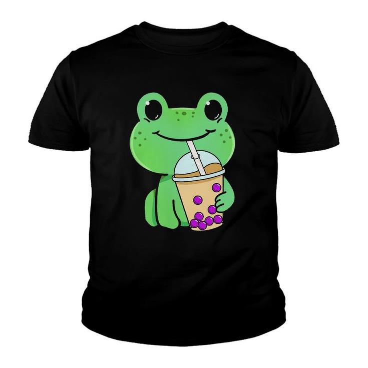 Frog Drinking Bubble Tea Youth T-shirt