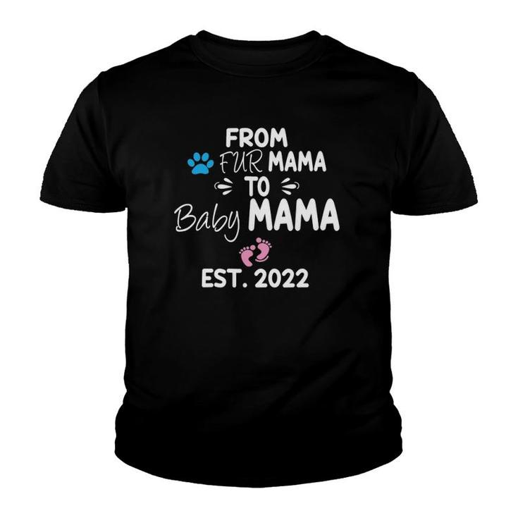 From Fur Mama To Baby Mama Est 2022 Funny New Mom Dog Lover Youth T-shirt