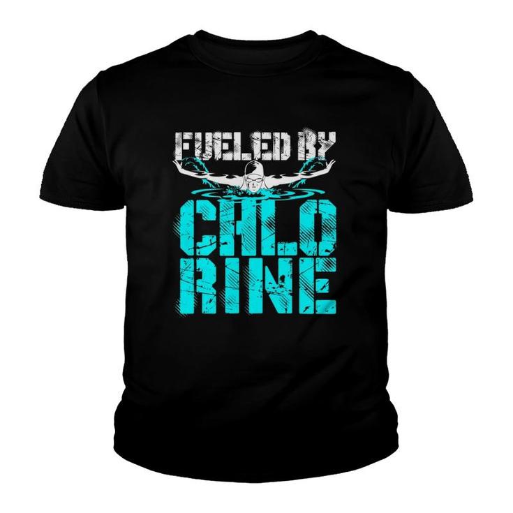 Fueled By Chlorine Swimming Gifts Swimmer Butterfly Youth T-shirt