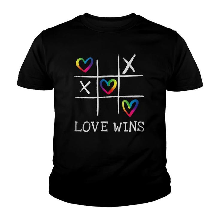 Fun Lgbtq Love Wins In Gay Pride Rainbow Colors - Gay Ally Youth T-shirt