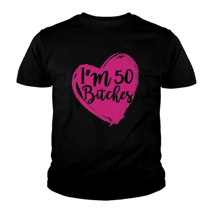 Funny 50Th Birthday I'm 50 Pink Heart Youth T-shirt