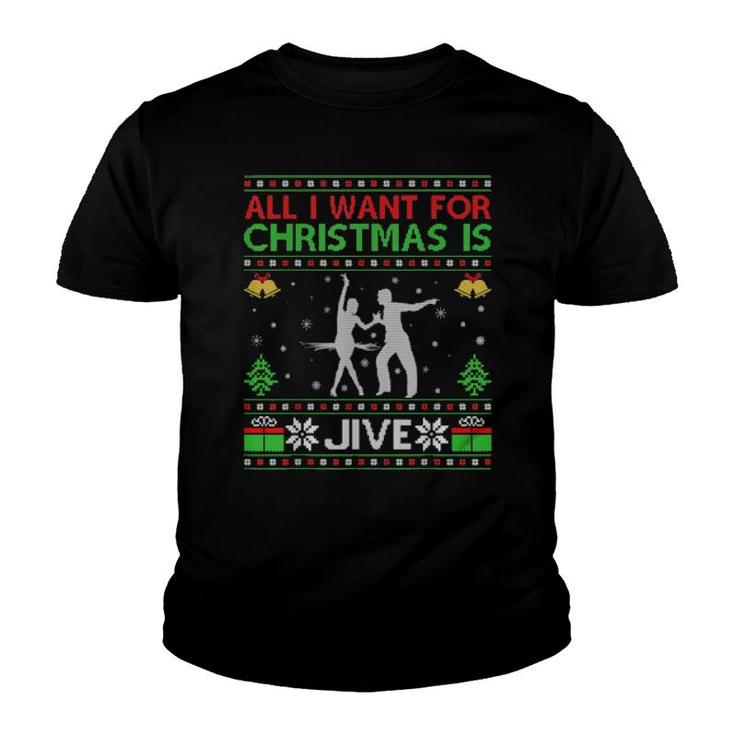 Funny All I Want For Christmas Is Ugly Jive Dance Christmas Youth T-shirt