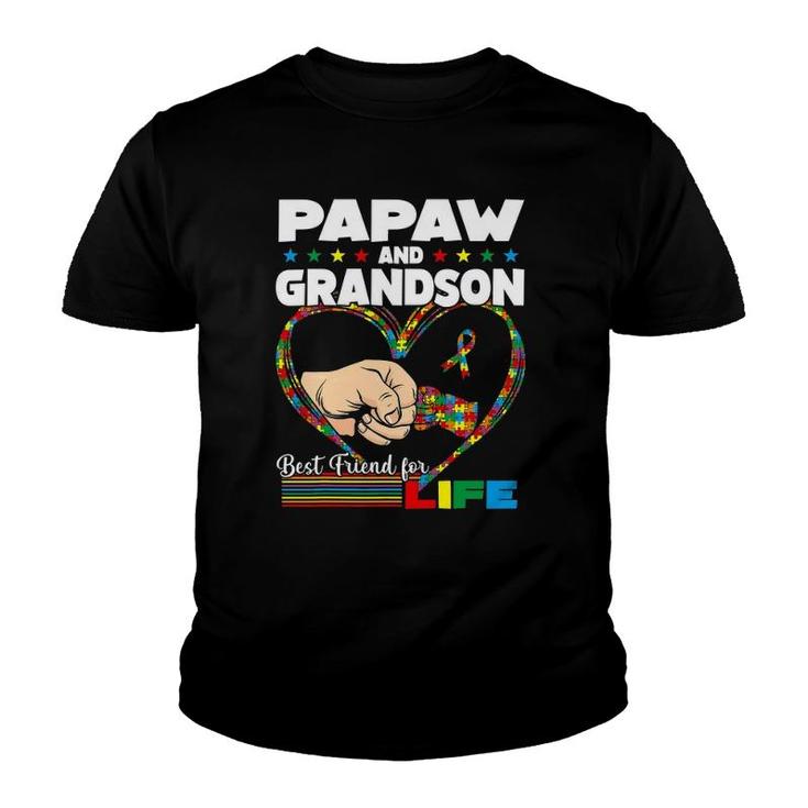 Funny Autism Awareness Papaw Grandson Best Friend For Life Youth T-shirt