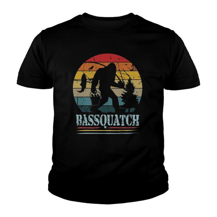 Bassquatch! Funny Bass Fishing Sasquatch Retro 80s Fisherman Premium T-Shirt