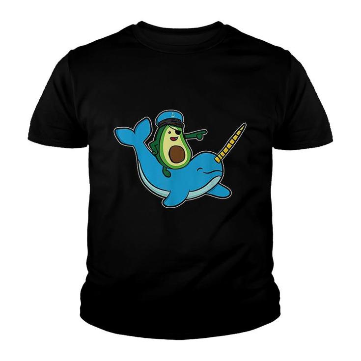 Funny Captain Avocado Narwhal Youth T-shirt