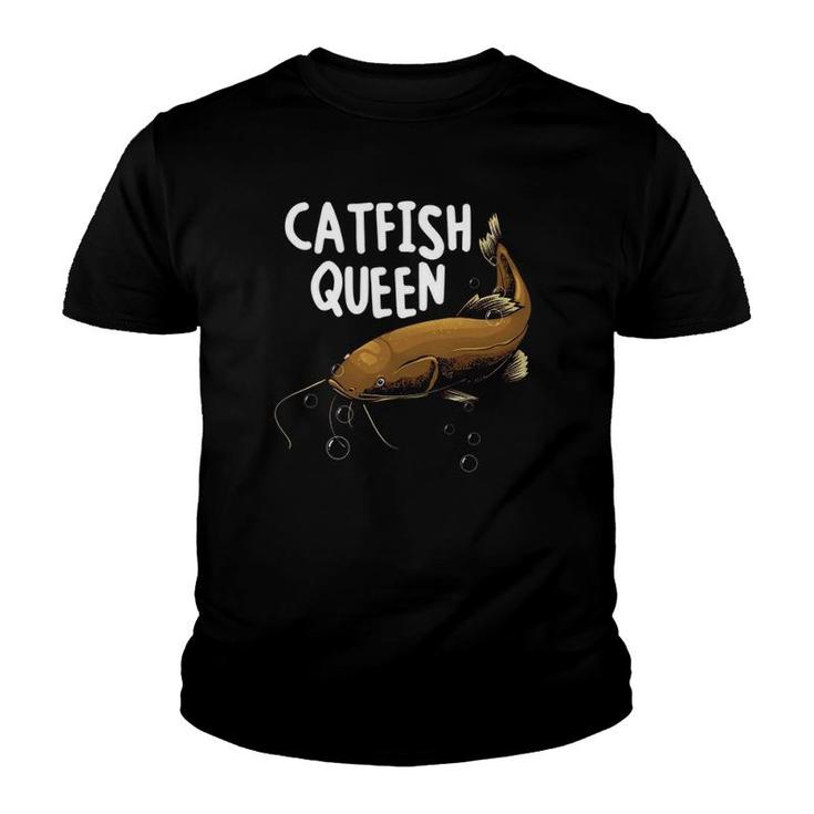 Funny Catfishing Art Women Mom Catfish Queen Fishing Hunters Youth T-shirt