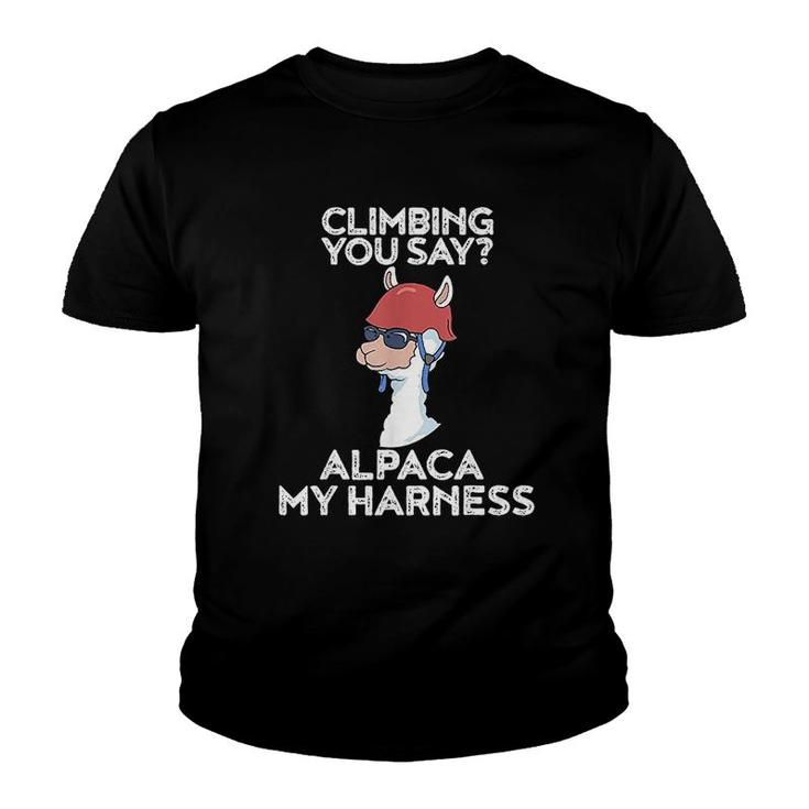 Funny Climbing  Cute Alpaca Rock Climber Youth T-shirt