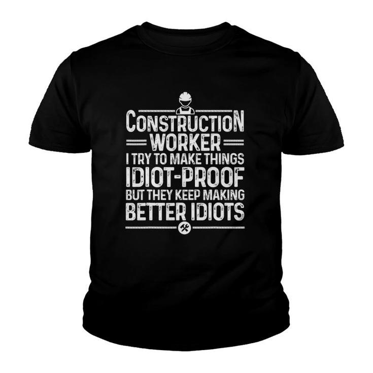 Funny Construction Design For Men Dad Construction Worker Youth T-shirt