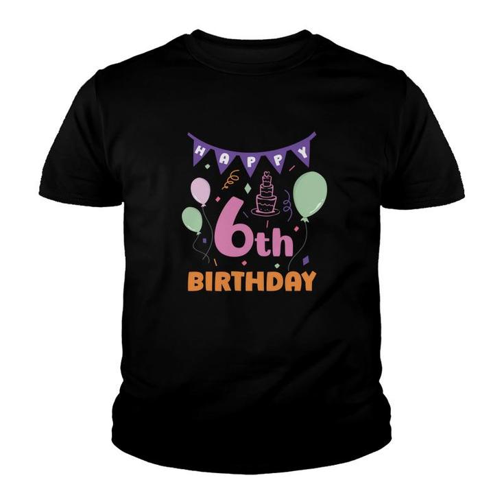 Funny Cool Creative Design 6Th Birthday Colorful Youth T-shirt