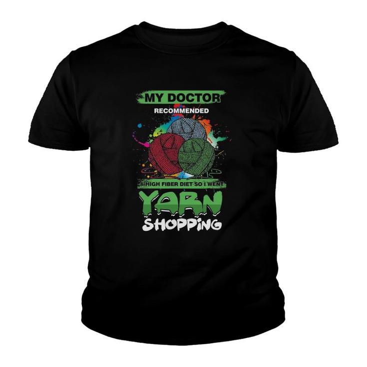Funny Crocheter Embroidery Yarn Shopping Youth T-shirt