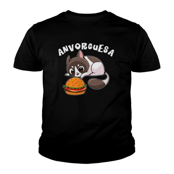 Funny Cute Cat Anvorguesa Hamburger Kitty Lovers Youth T-shirt