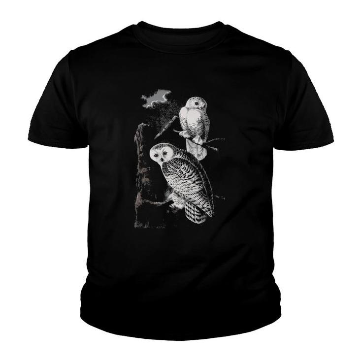 Funny Cute Snowy Owls Bird Animal Owl Face Owl Mom Youth T-shirt