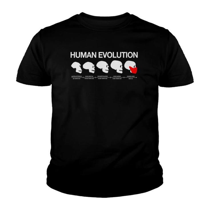 Funny Evolution Of Man From Australopithecus To Masked Youth T-shirt