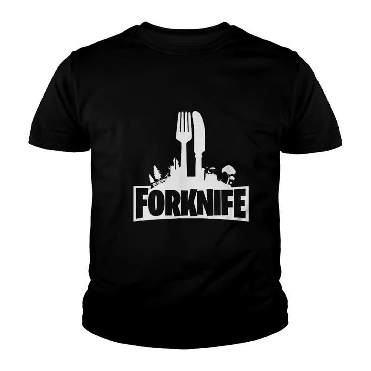Funny Forknife Video Games Joke Graphic Youth T-shirt
