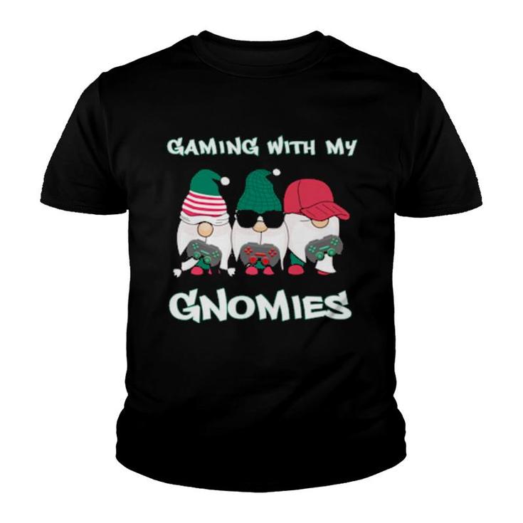 Funny Gaming With My Gnomies Christmas Gnome Video Games  Youth T-shirt