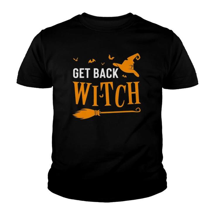 Funny Get Back Witch Husband Wife Couples Halloween Youth T-shirt