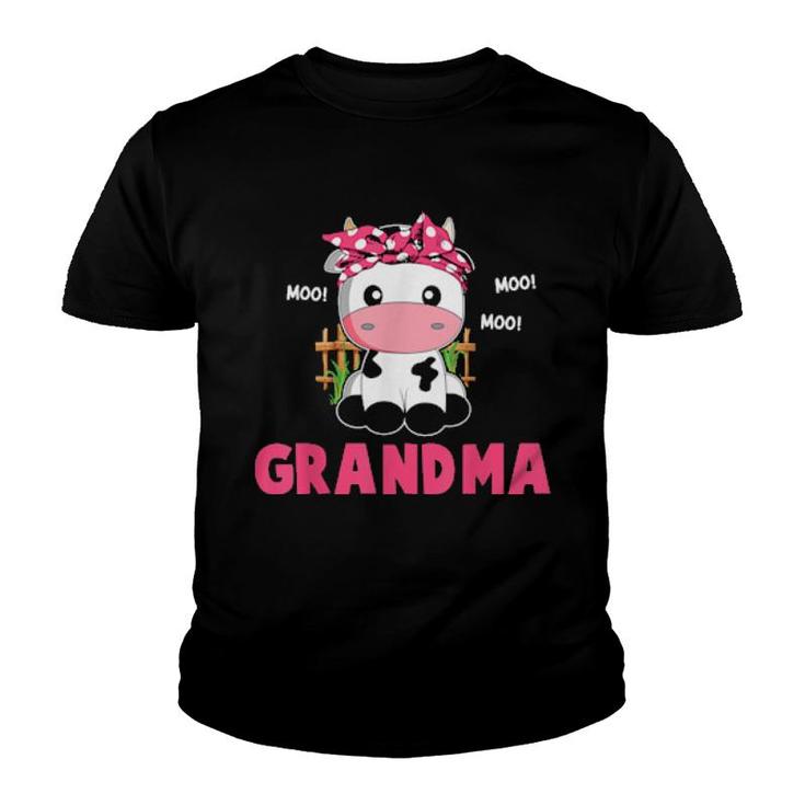Funny Grandma Cow Cute Cow Farmer Birthday Matching Family  Youth T-shirt