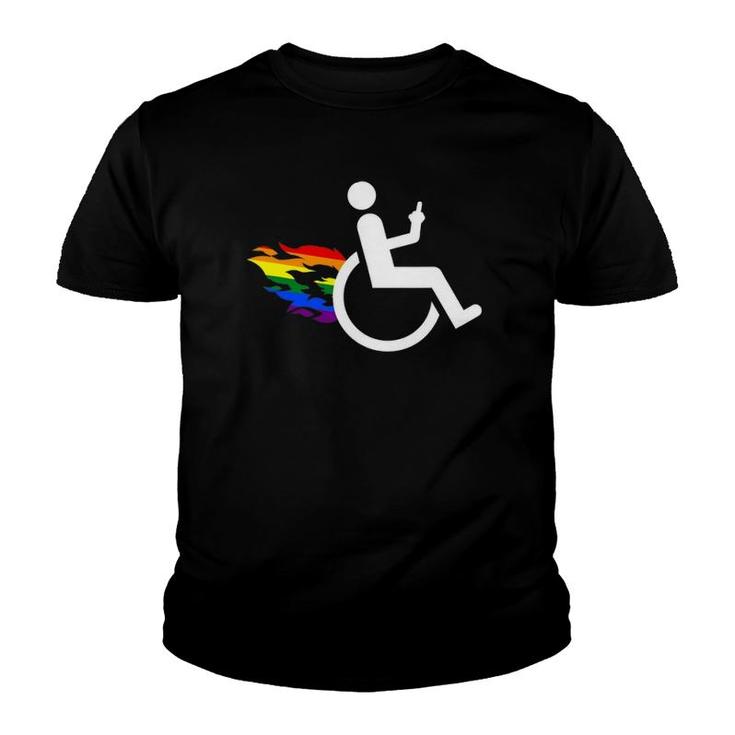 Funny Handicap Disabled Lesbian Amputee Lgbt Gay Wheelchair Youth T-shirt