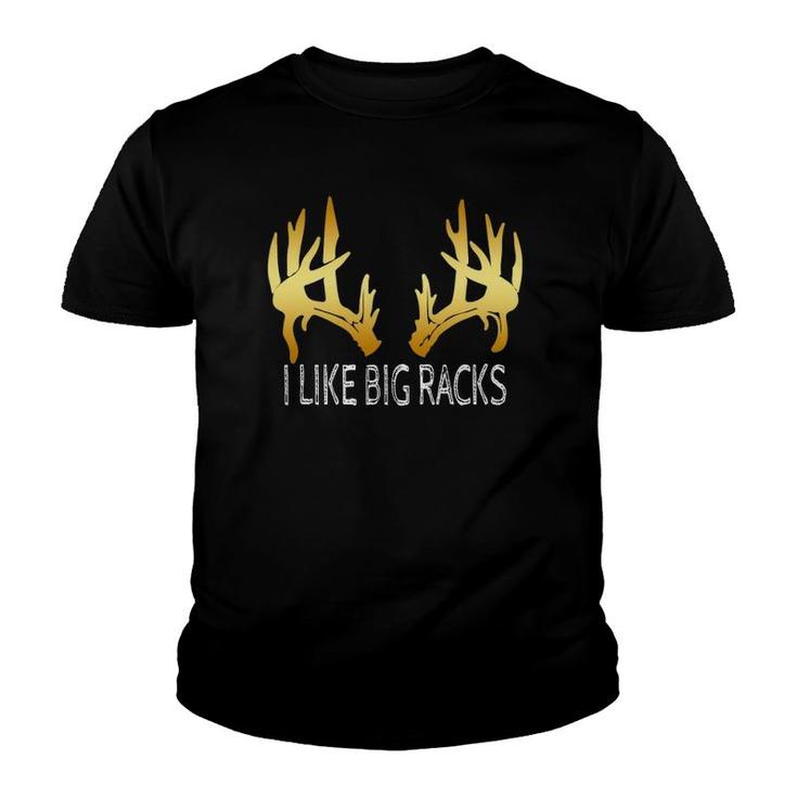 Funny I Like Big Racks Buck Deer Hunting Antler Men Dad Youth T-shirt