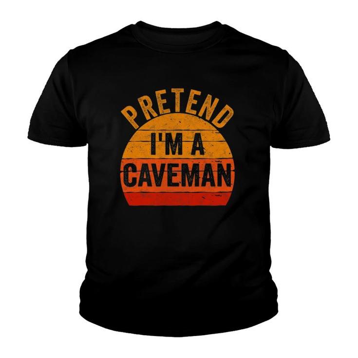 Funny Lazy Halloween Costume Gift Pretend I'm A Caveman Youth T-shirt