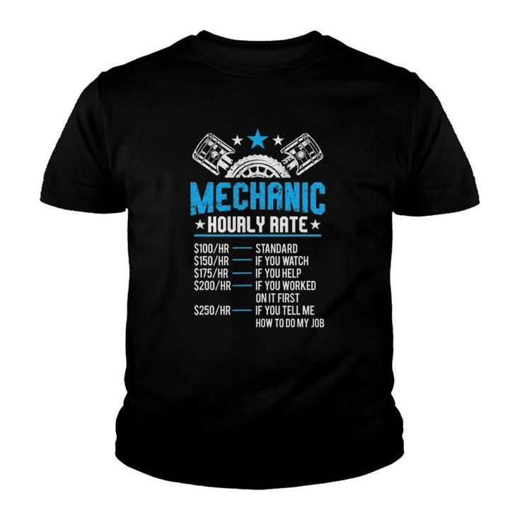 Funny Mechanic Hourly Rate Motor Repair Labor Rate Youth T-shirt