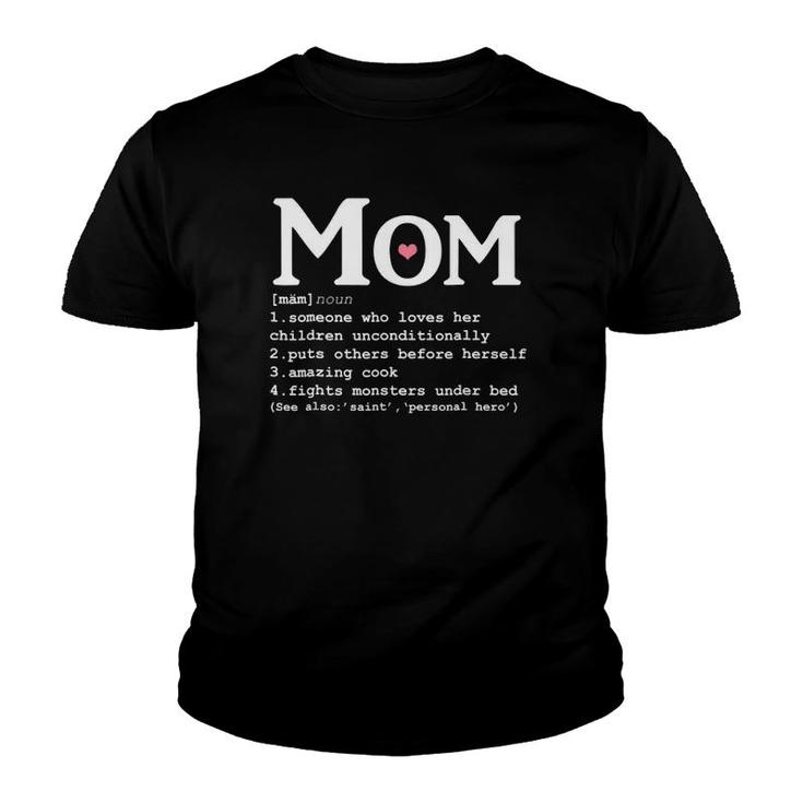 Funny Mother's Day Mom Definition - Fights Monsters Youth T-shirt