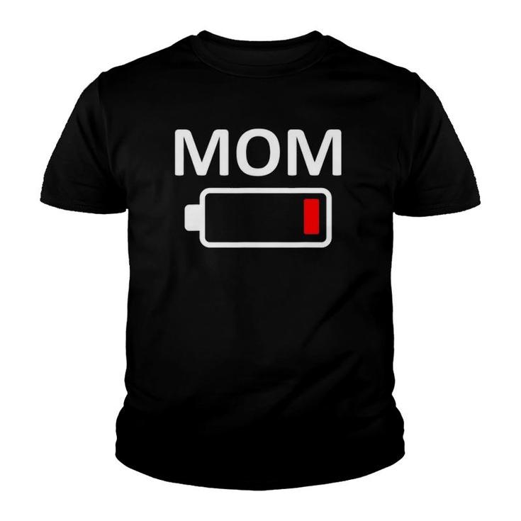 Funny Nerdy Mom Low Battery Tired Mother Gift Youth T-shirt