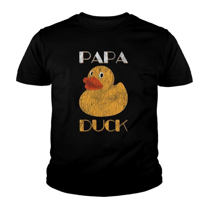 Funny Papa Duck Farm Animal Distressed Design Father's Day Youth T-shirt