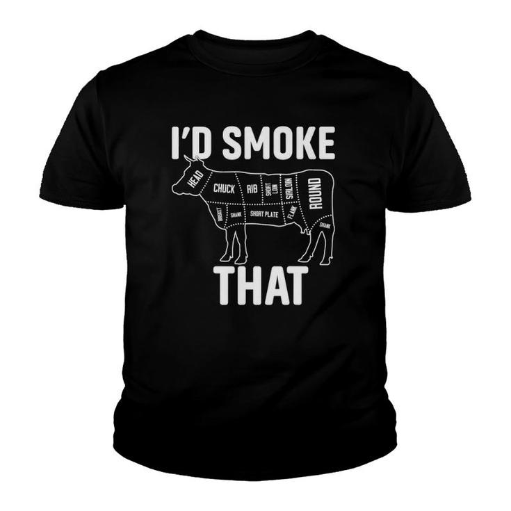 Funny Retro Bbq Party Smoker Chef Dad - I'd Smoke That Youth T-shirt
